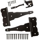 61083 Gate Hinges Latch Set Black Steel Hardware Fence 691171761083