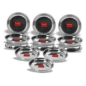 Hp13-12pc Abee Smart Commerce India Pvt. Ltd. Stainless Steel Heavy Gauge Small Halwa Plates With Mirror Finishcm 12pc 13.5