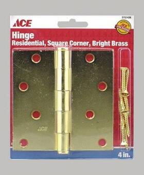 01-3550-216 Ace 4 Inch Bright Brass Residential Square Corner Door Hinge Steel 5151436