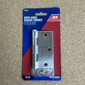 Ace 082901369493 3-1/2 Inch L Satin Nickel Residential Door Hinge Square Corner 1 Pk