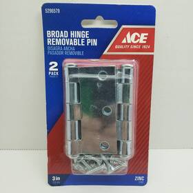 5296579 Ace Broad Hinge Removable Pin Zinc 3 Inch #5296579 2 Pack