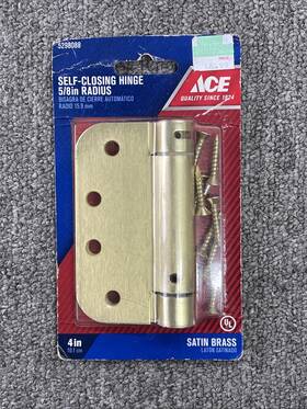 5298088 Ace New 4 Inch Satin Brass Self Closing Hinge - 5/8 Radius