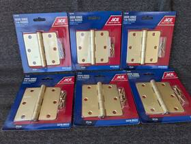 3501908 Ace 5675699 6 Hinges 3-1/2 3.5 Inch 1/4 Radius Satin Brass #3501908 New