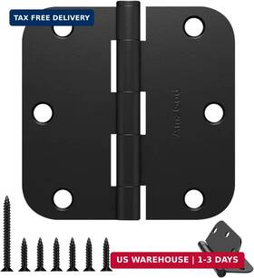 Amzgod 734172491969 Door Hinges Matte Black - 3 Pack 3.5 Inch Rounded Interior Doo