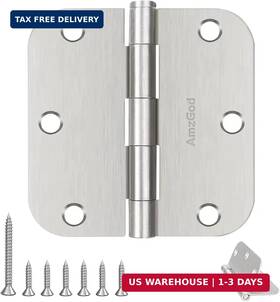 Amzgod 734172491990 Door Hinges Brushed Nickel - 30 Pack 3.5 Inch Rounded Interio