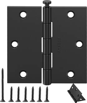 Amzgod-04-sq-rh35-us19-18 Amzgod Door Hinges Matte Black - 18 Pack 3.5 Inch Interior With Sq