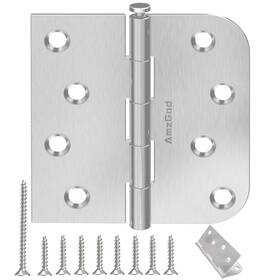 Amzgod-sqr-rh4-5 Amzgod Amzgod-sqr-rh4-5/8r-us15-24 24 Pack Brushed Nickel Door Hinges 4 Inch Exterior With Square &