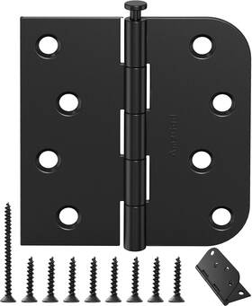 Amzgod-sqr-rh4-5 Amzgod Amzgod-sqr-rh4-5/8r-us19-24 24 Pack Matte Black Door Hinges 4 Inch Exterior With Square 5/8 R