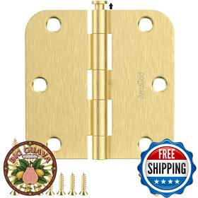 B0dxv2t8cf Amzgod Satin Brass 3.5 Inch Door Hinges 6-pack Interior Residential Gold Rounded