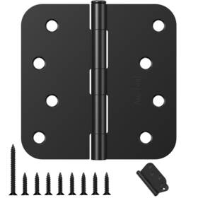 Us19rh4-18 Amzgod 4 Inch X Black Door Hinges - 18 Pack Matte Rounded Interior And Exterior H