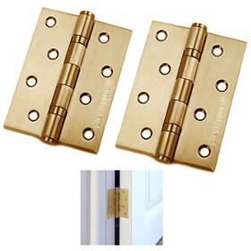16927-2pc Atb 2 Pc 4 Inch Door Hinge Brass Heavy Duty Interior Exterior Square Corner Thick Strong