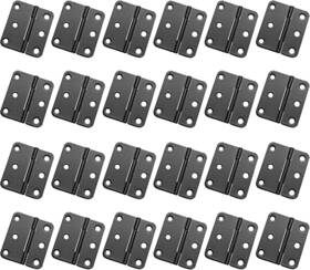 Auvotuis 445046539528 24pcs 1-1/2 Inch Length Black Metal Butt Hinges Flat Small Door Hinge Asymmetri
