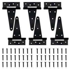 Auxdee 772093194002 Black T-strap Shed Door Hinges Heavy Duty Barn With Screws Tee