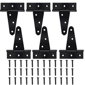 Auxdee 772093194040 6 Pack 4 Inch T-strap Shed Door Hinges Heavy Duty Barn Gate With