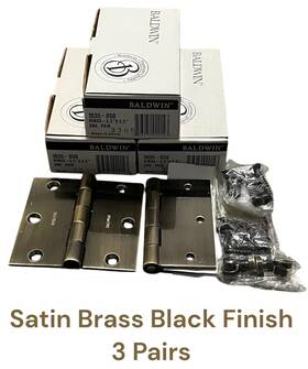 1030-050 Baldwin 3 Pairs New Inch X Hinges Satin Brass/black Finish Free S/h