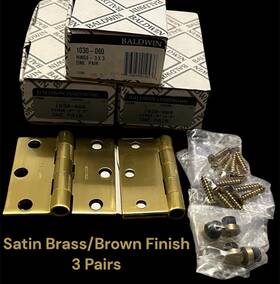 1030-060 Baldwin 3 Pairs New Inch X Hinges Satin Brass/brown Finish Free S/h
