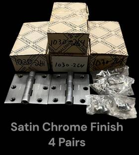 1030-264 Baldwin 4 Pairs 8 New 3 Inch X Hinges Satin Chrome Finish