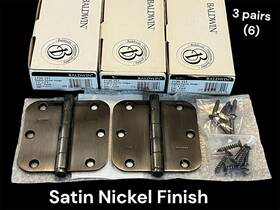 1135.151 Baldwin 3 Pairs New 1135 151 Butt Hinge 3.5 X Satin Nickel Radius Corner