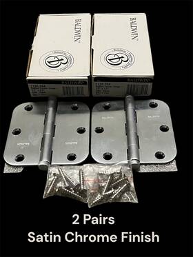 1135.264 Baldwin 2 Pairs New 1135 264 Butt Hinge 3.5 X Satin Chrome Radius Corner
