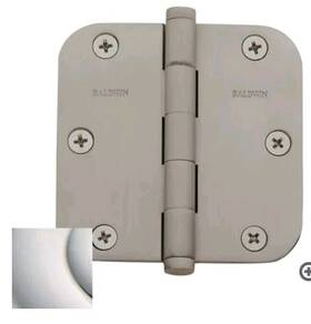 1135055i Baldwin 3-1/2 Inch Wide Plain Bearing Radius Mortise Hinge Polished Nickel Single
