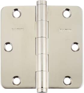 1435055i Baldwin 3.5 Inch Solid Brass Corner Plain Bearing Mortise Hinge Bright Nickel