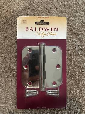 91935.003.cd Baldwin Custom Home - Radius Door Hinge Solid Brass 3.5 Inch 5/8 New
