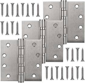 Biteyued 313032859813 3 Pack Stainless Steel 4ftft Silver Door Hinges 4in X Heavy-duty Ball Bearing