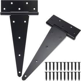 Boodvon 313088686685 12 Inch T-strap Gate Hinges Shed Barn Door Heavy Duty Black Tee