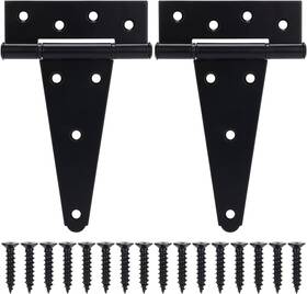 Boodvon 313109539570 6 Inch T-strap Gate Hinges Shed Barn Door Heavy Duty Black Tee F