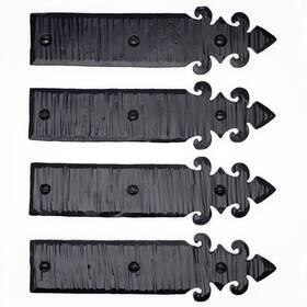 Borderland Rustic Hardware 817510029144 4 Pack 6 Inch Faux Decorative Strap Hinge Black Wrough