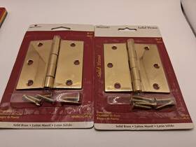 31556-hn0021g-pl-u Brainerd 3 1/2 Inch Solid Brass Door Hinge Soild 31556 Vintage Lot Of 2