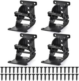 Branded 445031542502 4 Pack Folding Brackets Self-locking Hinges With Screws And Non-slip Pads 500lb