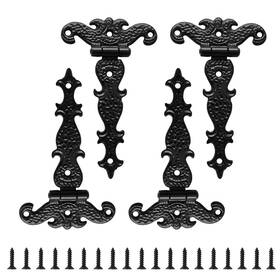 Hjs1098-hjs1099-002 Branded 4 Pcs T-strap Hinges Black Decorative Door Barn With
