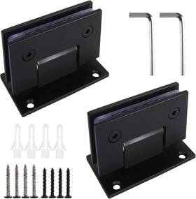 Branded01 744110858402 2 Pack 90 Degree Glass Shower Door Hinges Black Parts Hardware S