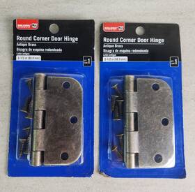 1924600 Bulldog R1 New Hardware Round Corner Door Hinge 3.5 Inch Antique Brass Qty 2 Nib