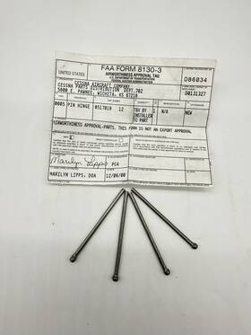 0517019-12 Cessna Hinge Pin Lot Of 4 - Includes 1 Faa 8130-3