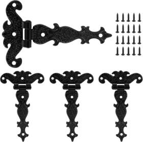 Tuohai00221104-000031 Cionyce 4pcs Tee-strap Hinges Heavy Duty Hardware Antique Black Decorative