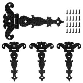 Tuohai031 Cionyce 4pcs Tee-strap Hinges Heavy Duty Hardware Antique Black Decorative Hin