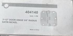 3535sn58 Colester Direct Satin Nickel Interior Door Hinge 3.5 Inch X With 5/8 Corner Radius Qt 5