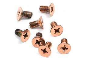 P612pc0 Cr Laurence Polished Copper 6 X 12 Mm Cover Plate Flat Head Phillips Screws - Pack Of 8