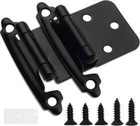 Decobasics 769471793469 1/2 Inch Overlay Matte Black Cabinet Hinges 30 Pair Self Closing Bath Kitchen Flush
