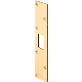 U-9425 Defender Security Polished Brass 1-5/8 Inch Deadbolt Strike Plate U 9425