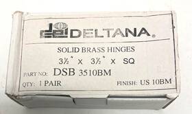 3510bm Deltana #dsb 3510b Solid Brass Hinges Us10b Finish 3 1/2 Inch X 3-1/2 Sq 1 Pair