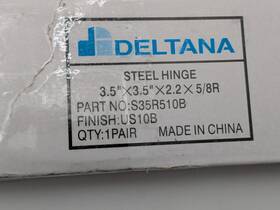 Deltana 760923239535 3-1/2 X Plain Bearing 5/8 Inch Radius Corner Full Mortise Hinge - Pair