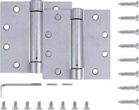 Dependable Direct 445037576594 2 Pack - 4.5 Inch X4.5 Brushed Satin Chrome Finish Self Closing Reversible Door Hing