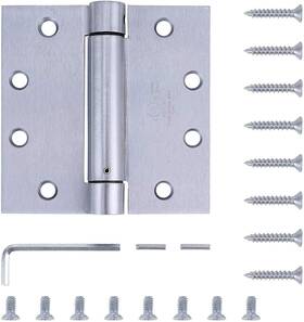 Dependable Direct 705353343056 2 Pack - 4.5 Inch X4.5 Brushed Satin Chrome Finish Self Closing Reversible Door Hing