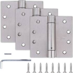 Dependable Direct 726084389250 3 Pack - 4 Inch X4 Self Closing Door Hinges Spring Loaded For Interior And Ext