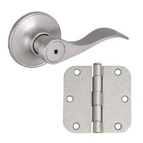 191403 Design House 044321191405 Springdale 2-way Privacy Door Lever And 3-pack Hinges In Satin Nickel
