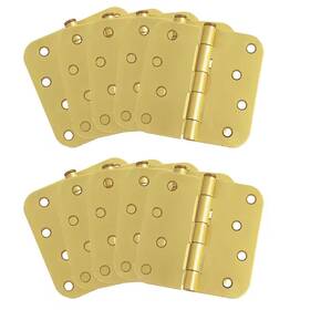 Design House 313095843842 4 Inch X 5/8 Radius Satin Brass Door Hinge Value Pack 10 Per
