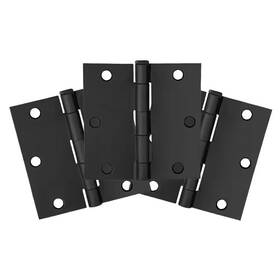 Design House 313109474413 3-1/2 Inch Square Corner Matte Black Door Hinge Value Pack 3 Per